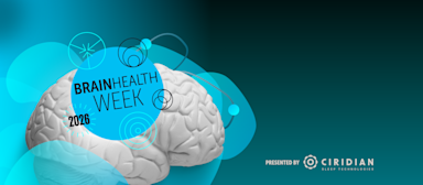 3D brain model on turquoise background with "Brain Health Week 2026" text and Ciridian logo.