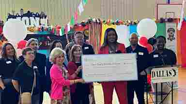 Winner of the Great Brain Gain Middle School Contest, Dallas ISD's Sam Tasby Middle School held a school assembly to announce the $10,000 prize and access to BrainHealth cognitive training for students, staff and parents.