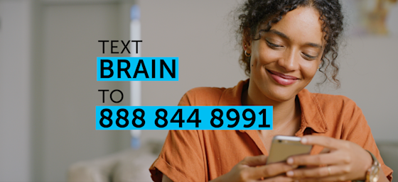 Feature Image: girl with phone, text BRAIN to 888-844-8991