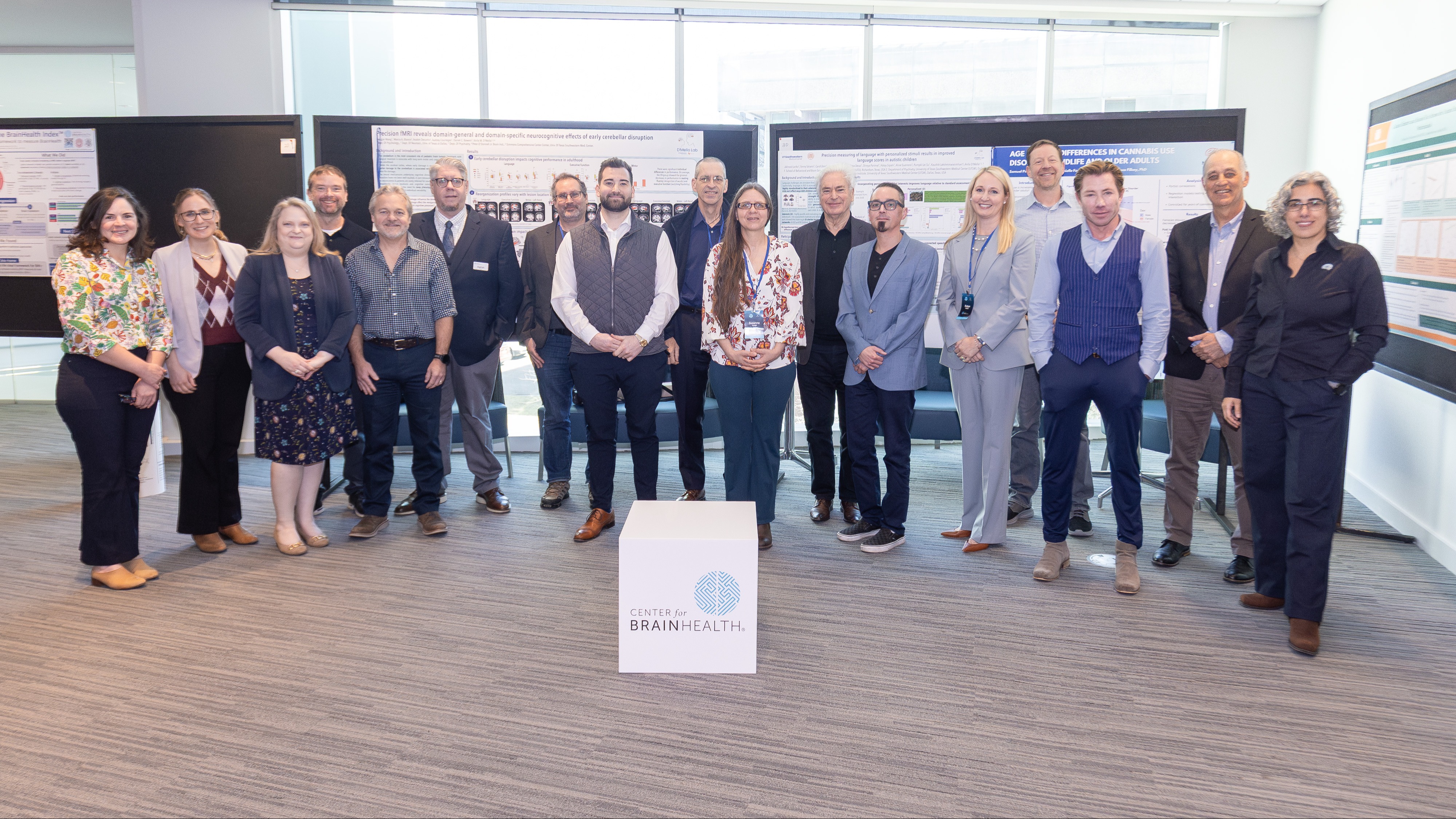Founding members of the BrainHealth Network convene in a sunlit corner of Center for BrainHealth during BrainHealth Week 2026. The groundbreaking research collaborative will enable data sharing to accelerate discovery.