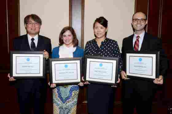 The 2016 Friends of BrainHealth award recipients pictured starting from the left: Dr. Kihwan Han, Erin Venza, Dr. Wing Ting To and David Martinez.