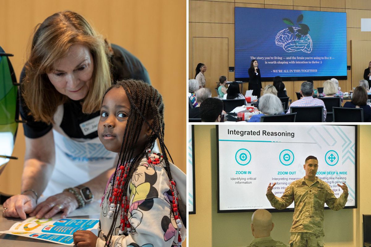 A collage of images from Center for BrainHealth's programs for adolescents, young adults and military service members.