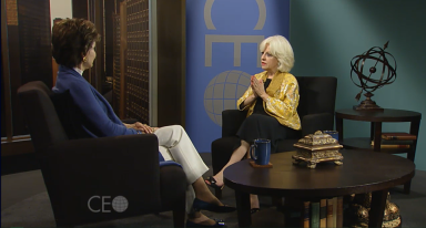 Dr. Sandi Chapman being interviewed by Lee Cullum on the PBS series CEO.