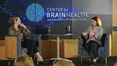 Emily Jacobs, PhD, with BrainHealth's Jennifer Zientz at BrainHealth Presents.
