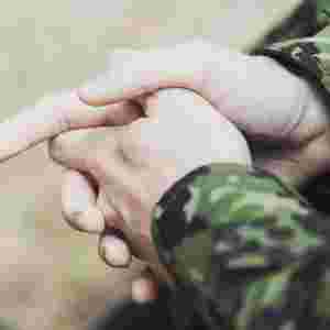 Military hands, male, solder