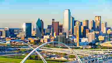 An aerial view of beautiful downtown Dallas, Texas.