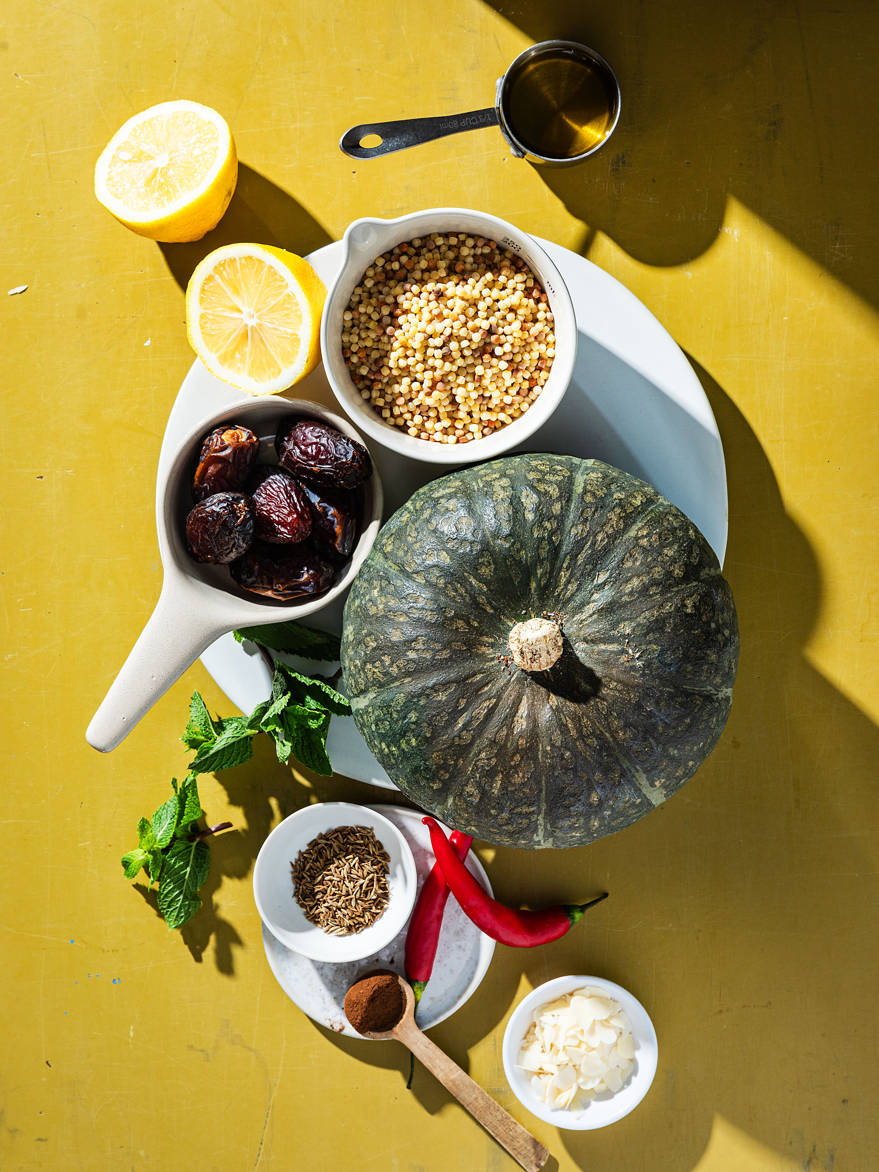 Gerösteter Kürbis mit Fregola sarda, Datteln und Mandeln Rezept 3