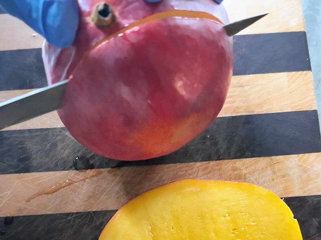 Schritt 1: Mango für Mango Crème Brulée vorbereiten  