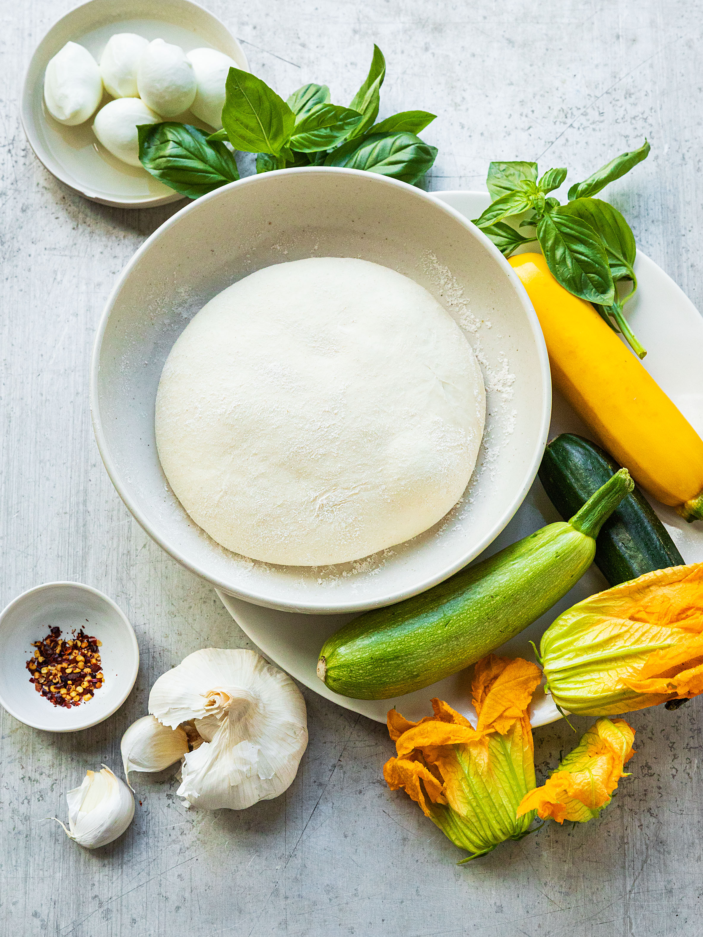 Pizza Zucchini Bufala Basilikum Rezept3