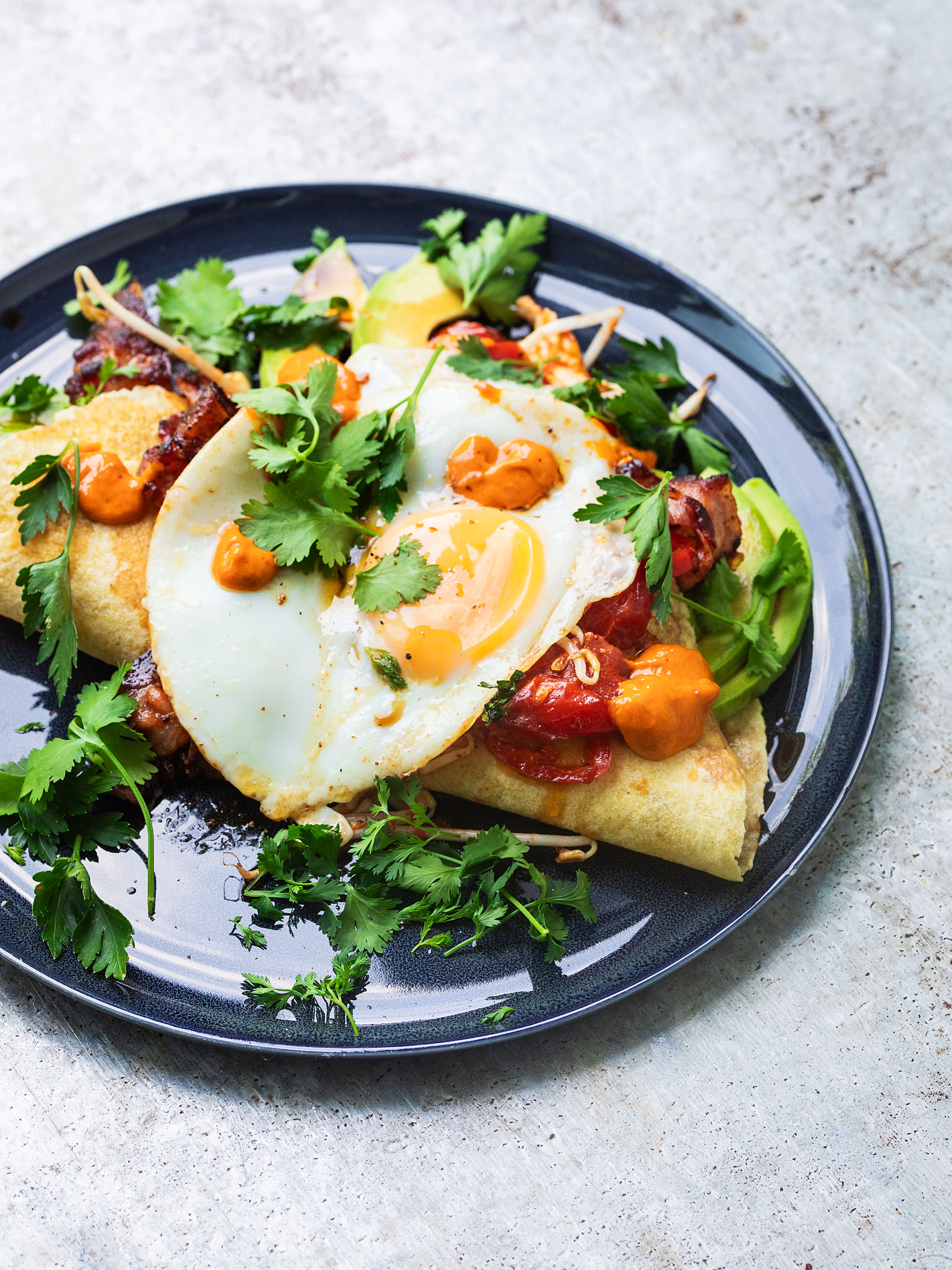 Tortillas mit Spiegelei, Speck und Avocado Rezept 2