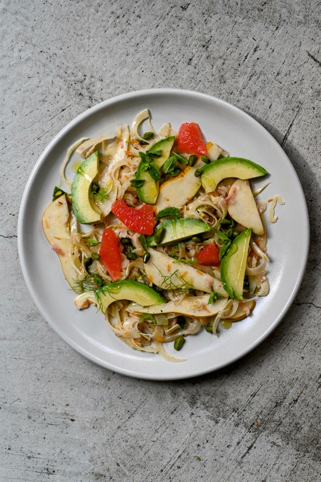 Fenchelsalat mit Birnen und Grapefruit-Schalotten Vinaigrette Rezept 1