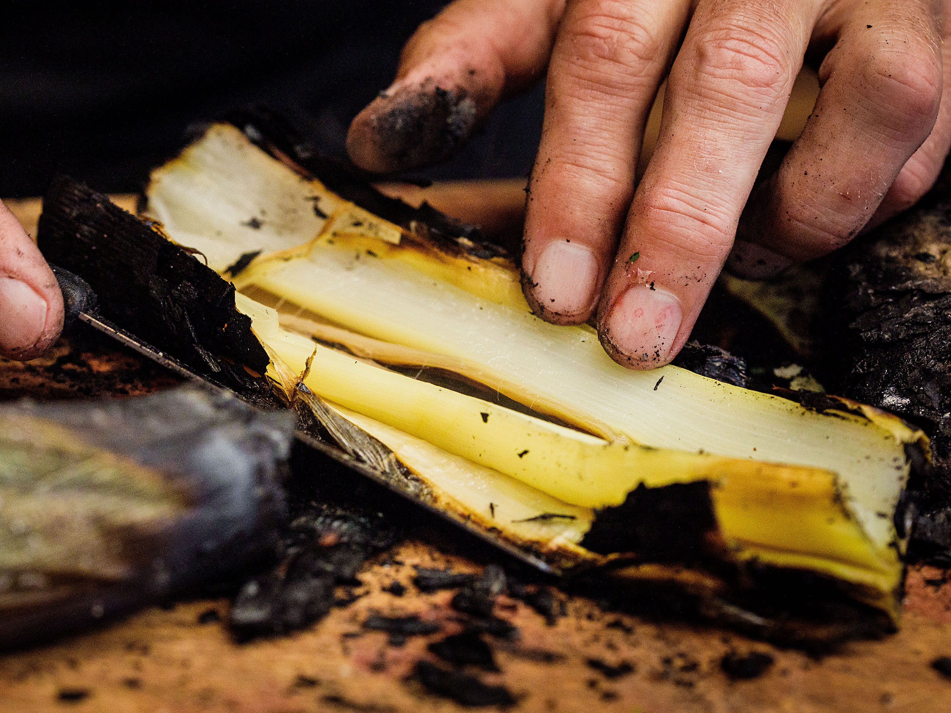 Schritt 3: Lauch anrichten für den verkohlten Lauch mit Kartoffelpüree