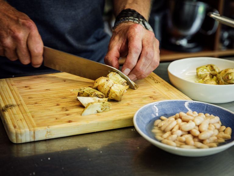 Schritt 2: Dip für Artischocken-Bohnen-Dip mit Kombucha-Stachelbeeren-Pickles zubereiten  