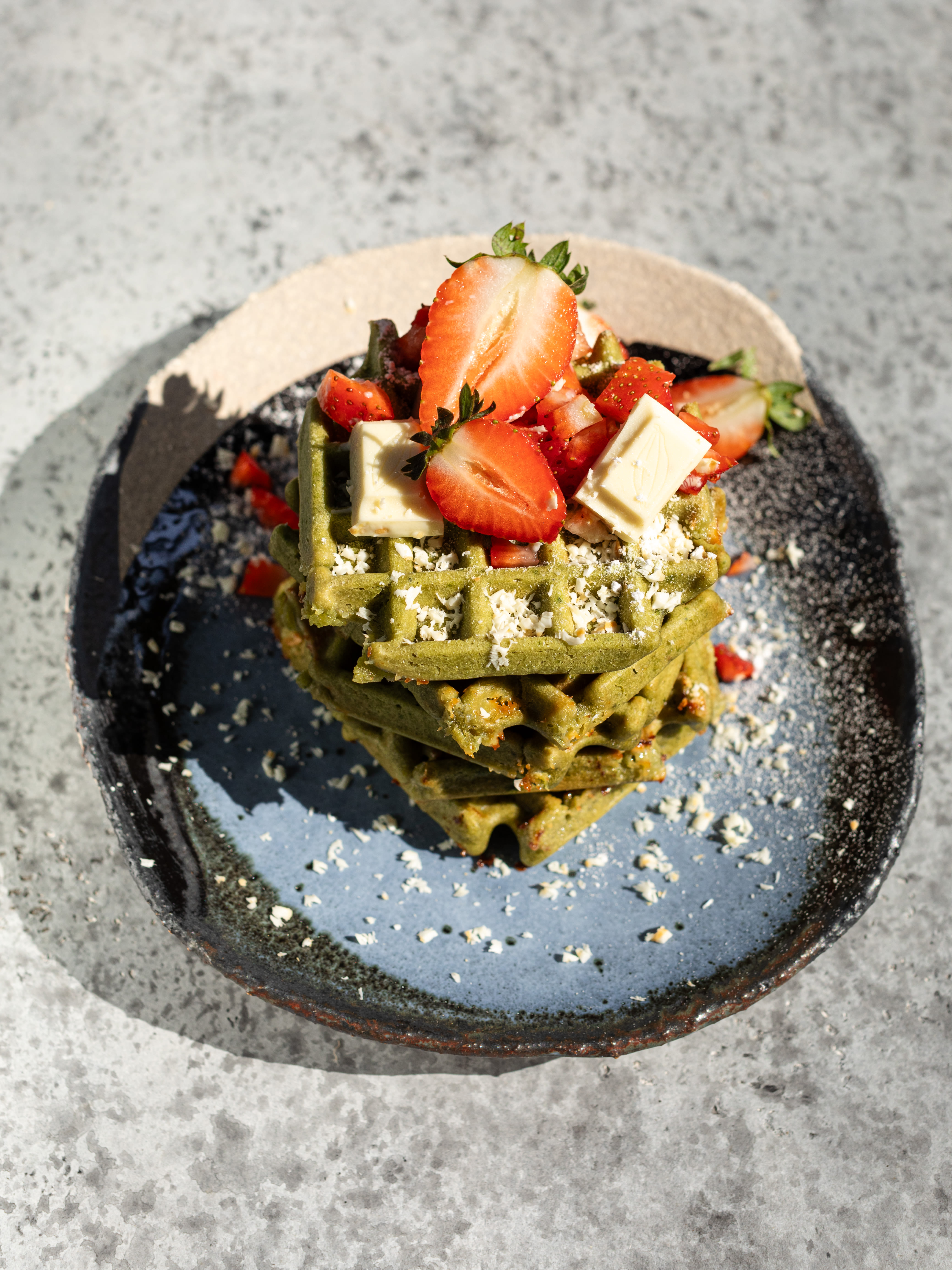 Matcha Waffeln mit weisser Schokolade 5