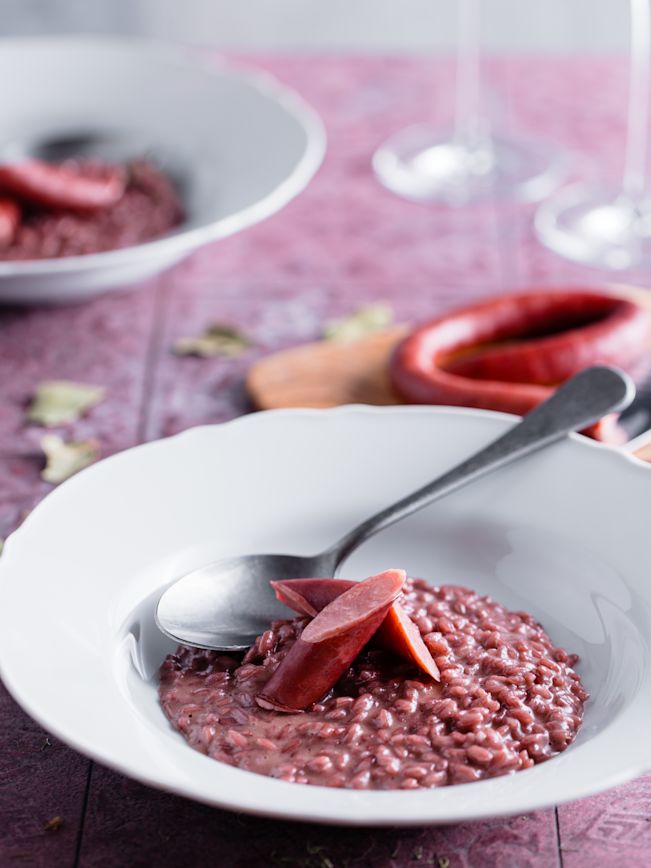 Rotweinrisotto mit Salsiccia Rezept Rotweinrisotto mit Salsiccia Rezept
