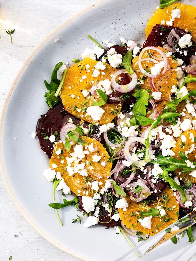 Randen mit Orange, Rucola und Feta Rezept Randen mit Orange, Rucola und Feta Rezept