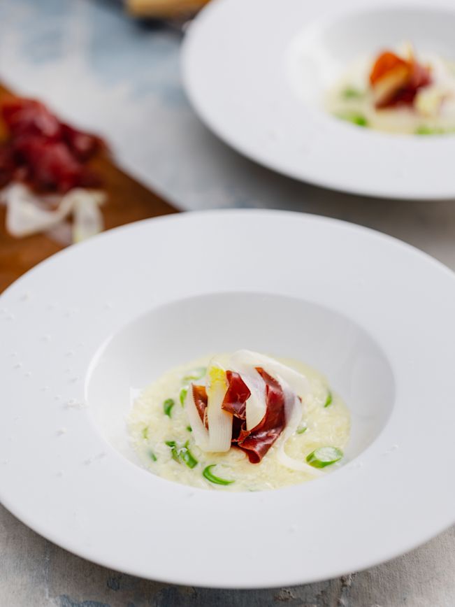 Spargelrisotto mit Bündnerfleisch Rezept Spargelrisotto mit Bündnerfleisch Rezept