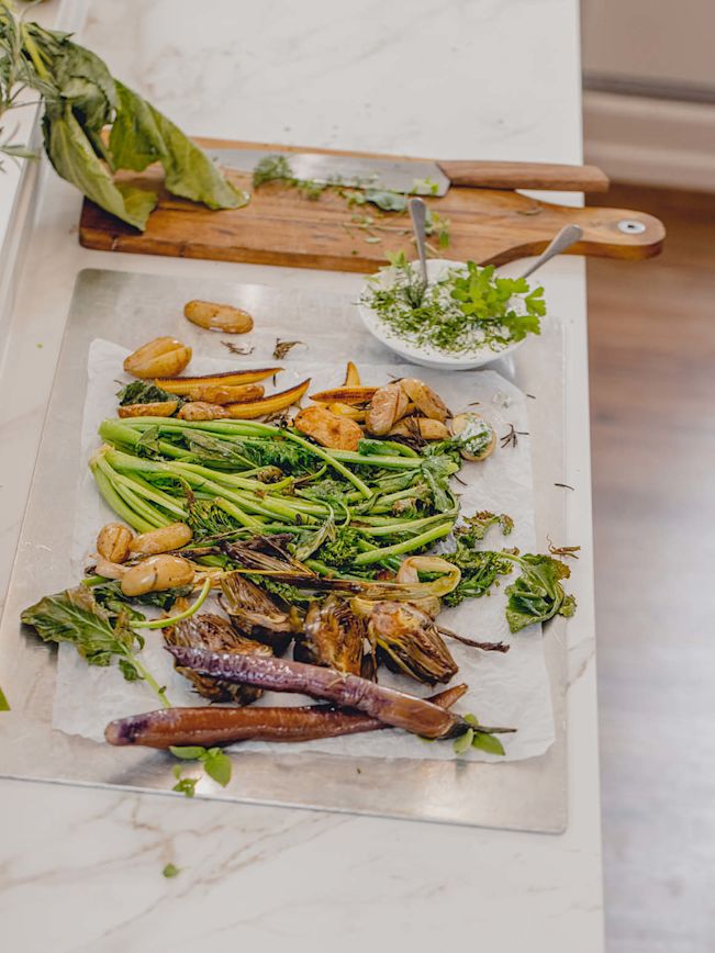 Ofengemüse mit Kräuterdip Rezept Ofengemüse mit Kräuterdip Rezept