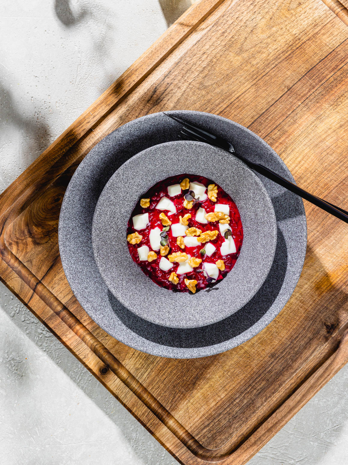 Randen-Risotto mit Ziegenkäse und Baumnüssen Rezept