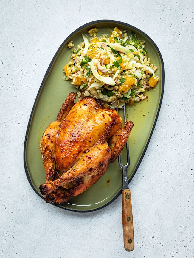 Orangen-mariniertes Huhn mit Fenchel- und Blutorangen-Salat Rezept Orangen-mariniertes Huhn mit Fenchel- und Blutorangen-Salat Rezept