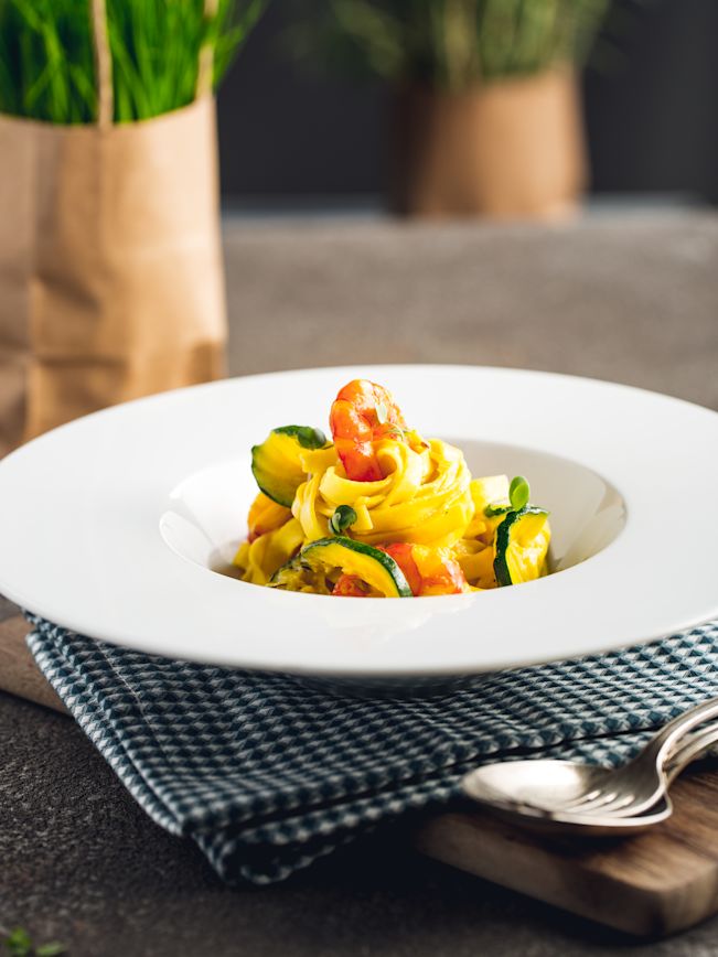 Crevetten mit Tagliatelle und Safran Rezept1 Crevetten mit Tagliatelle und Safran Rezept1