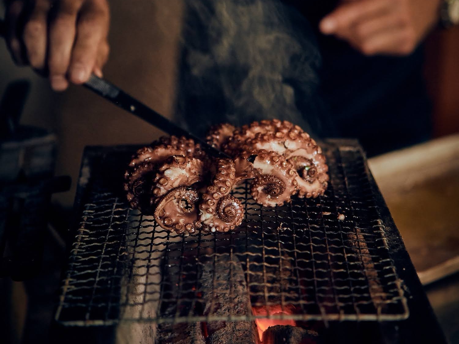 Schritt 3: Oktopus und Radicchio mit dem restlichen Olivenöl beträufeln, salzen und pfeffern