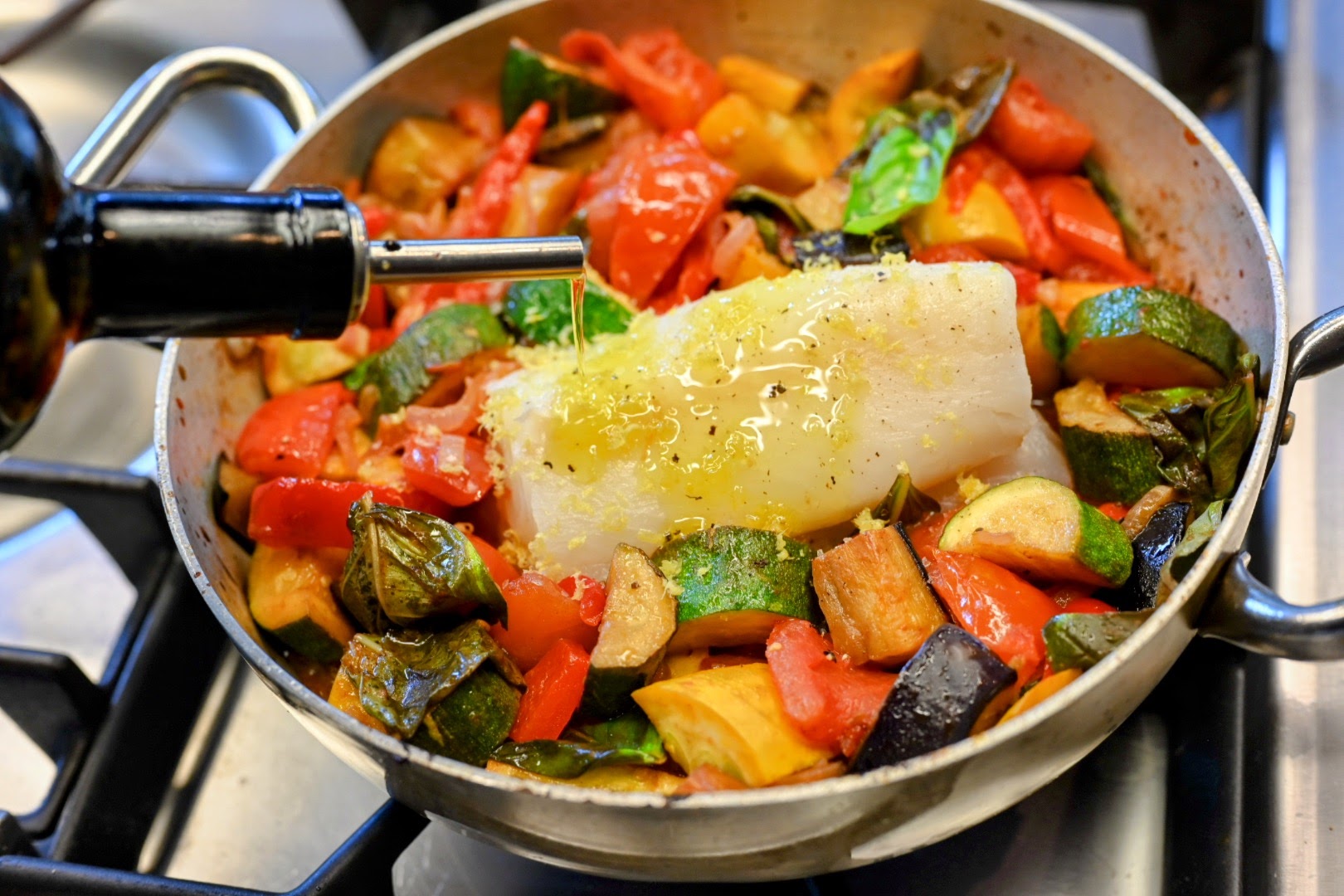 Schritt 2 :Kabeljau hinzufügen und im Ofen garen