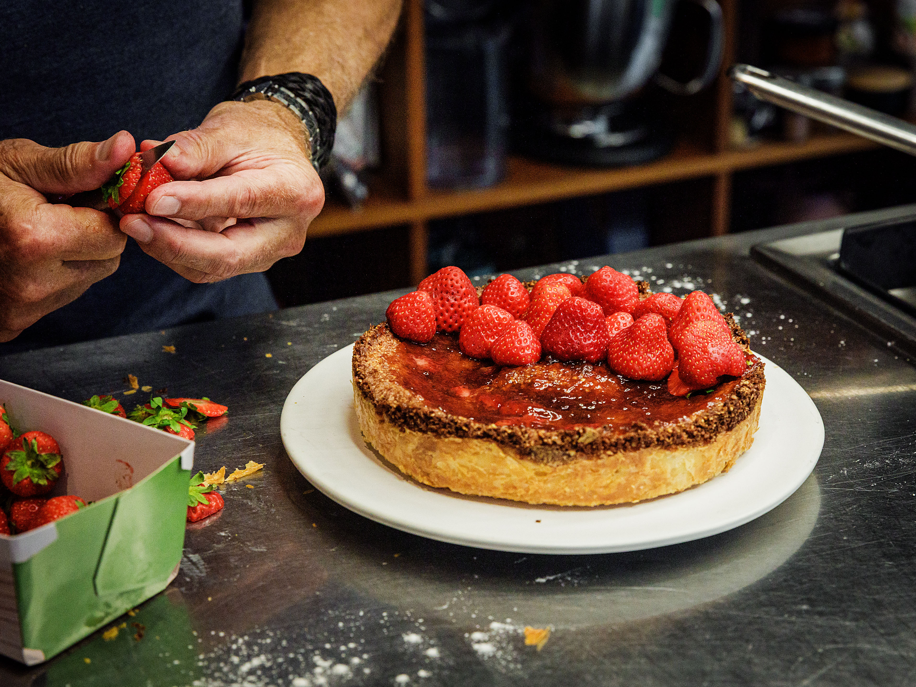 Schritt 3: Tarte für Erdbeertarte mit Frangipani und Pistazien backen 