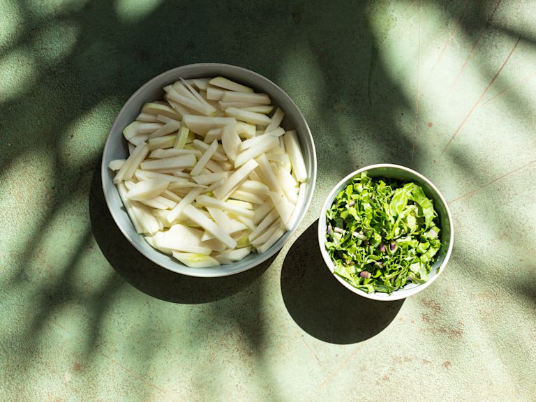 Schritt 1: Vorbereitung. Kohlrabi Pasta Schritt 1: Vorbereitung. Kohlrabi Pasta