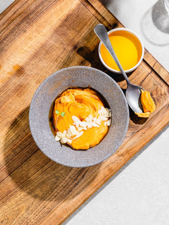 Süsser Kartoffel Hummus mit Zimt und Ahornsirup - Rezept Süsser Kartoffel Hummus mit Zimt und Ahornsirup - Rezept