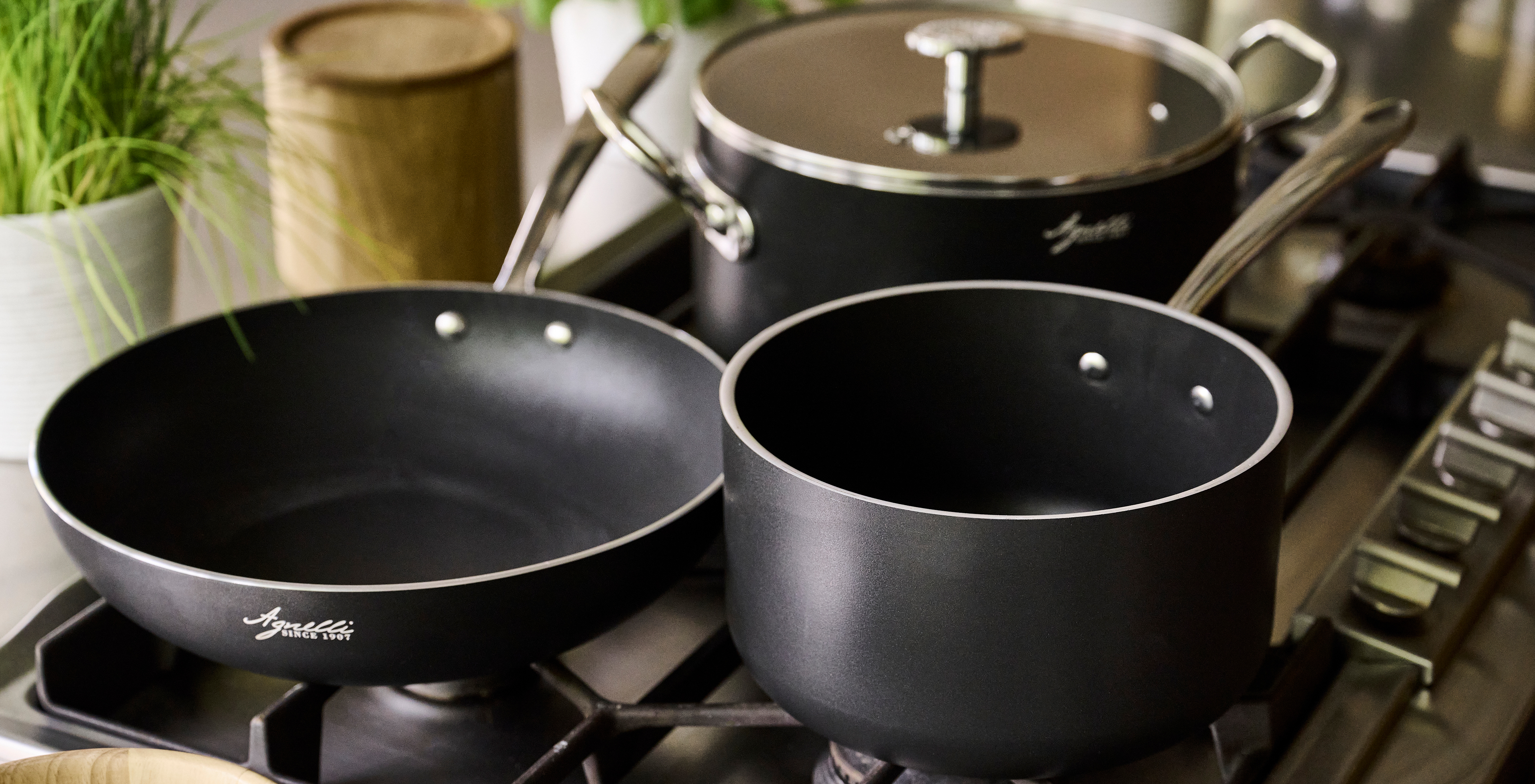 Koperen pan met inductiebodem en RVS binnenkant, 24cm, Twee handvatten - Agnelli - Koop online