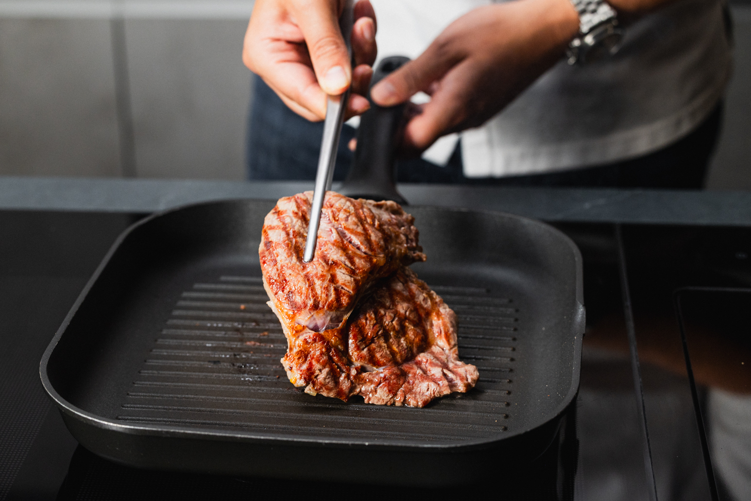 Schritt 3: Hohrücken Steaks grillieren