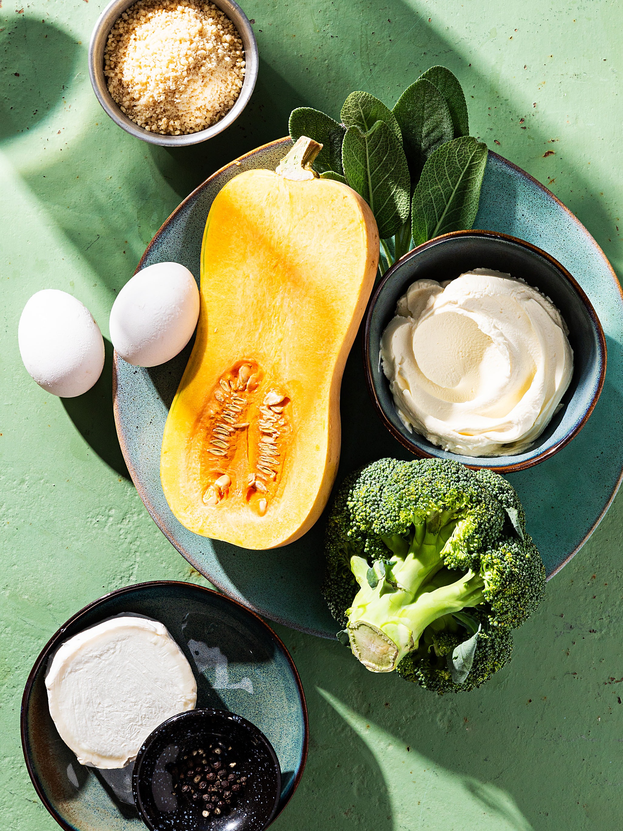 Kürbistarte mit Broccoliteig, Ziegenkäse und Salbei Rezept 2