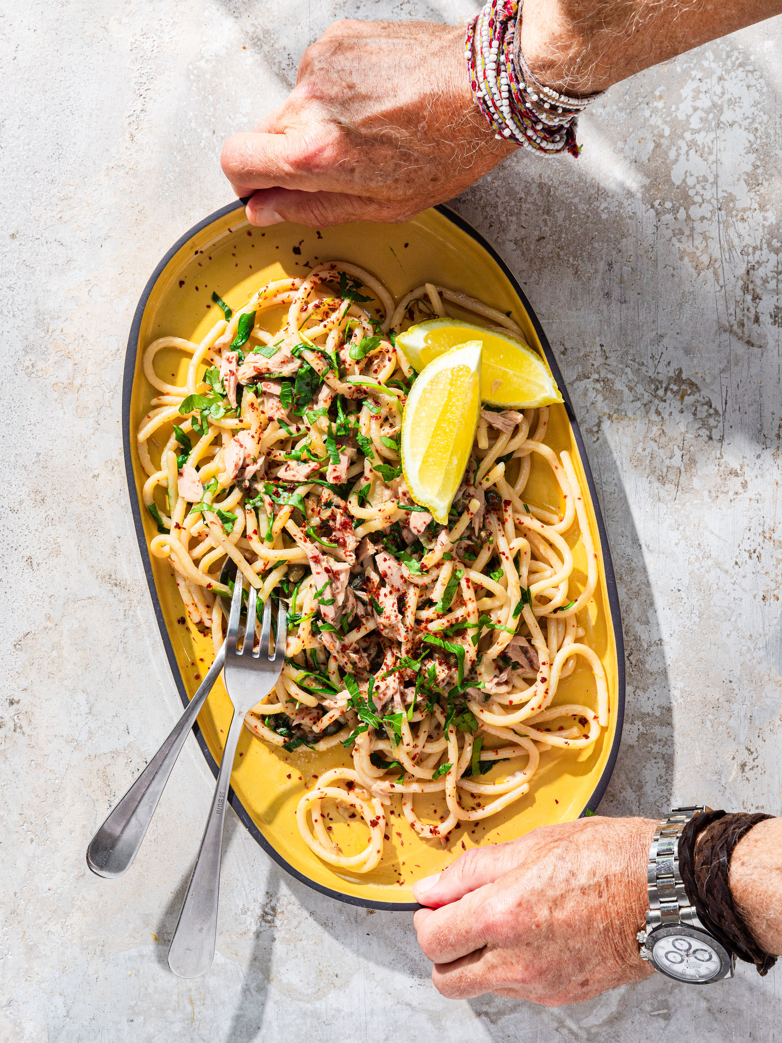 Spaghetti mit Thunfisch, Rucola und Schalotten Rezept