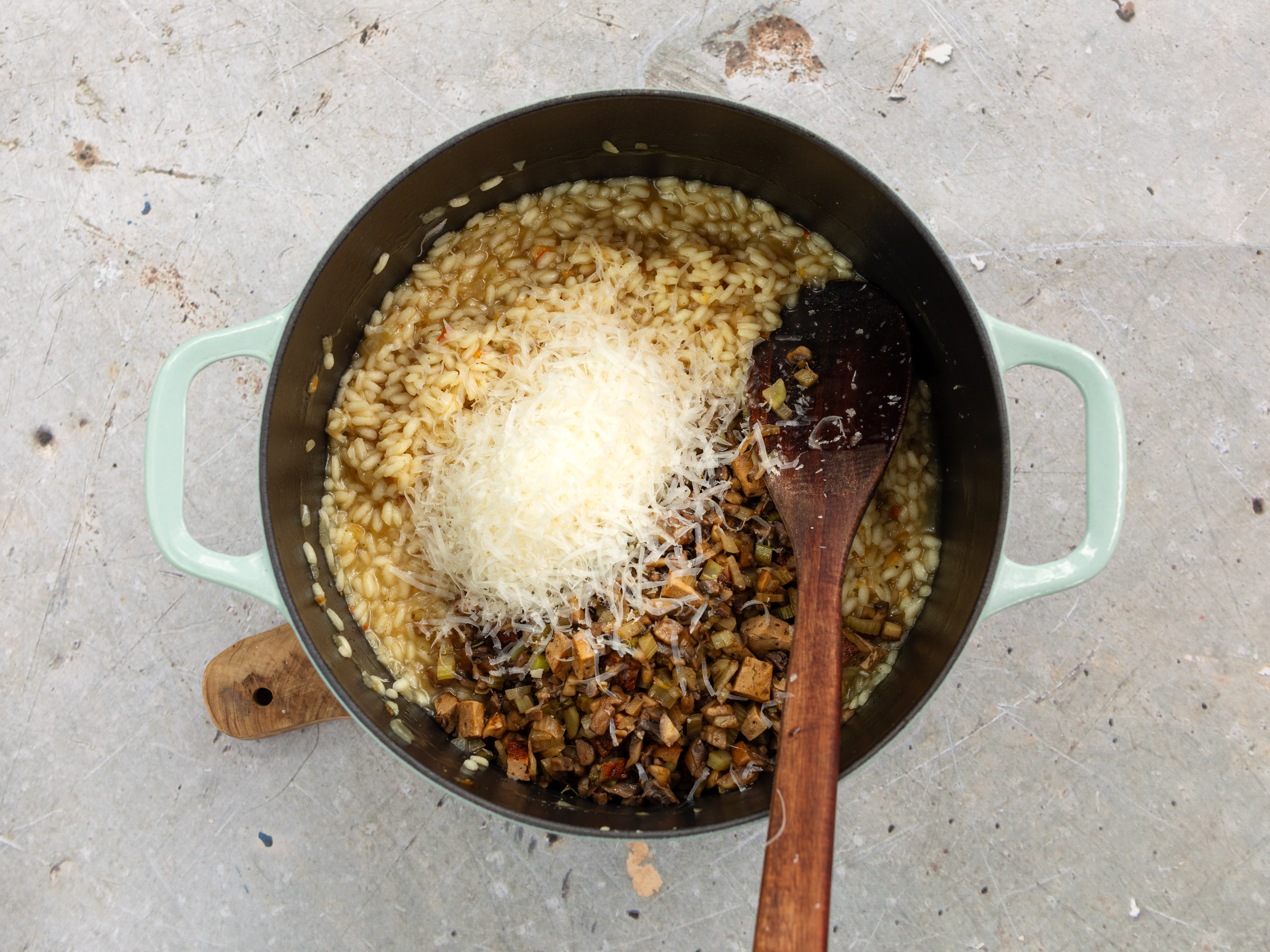 Schritt 4: Fenchel-Pilz Risotto fertigstellen