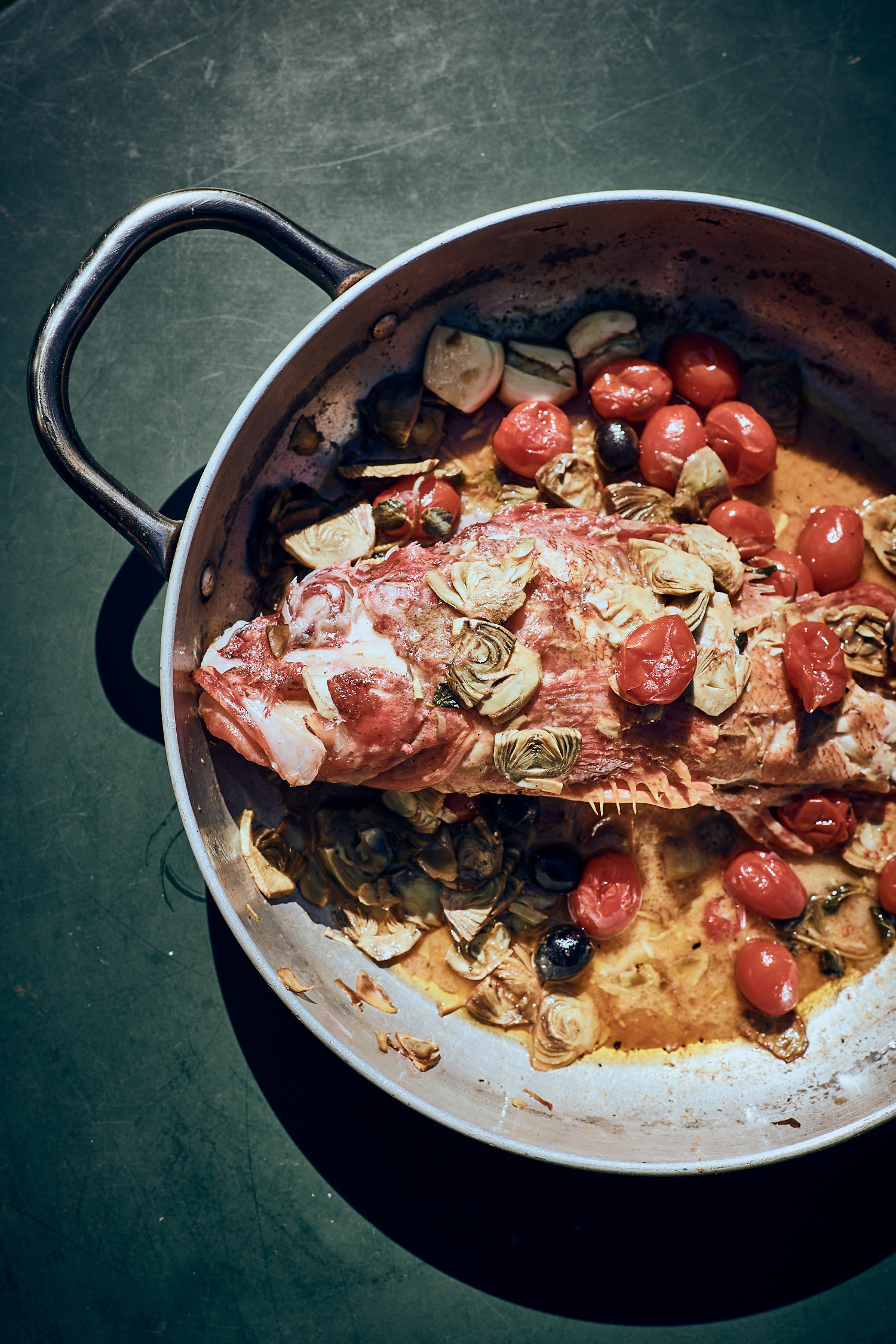 Drachenkopf 'in padella' mit Artischocken und Tomaten Rezept