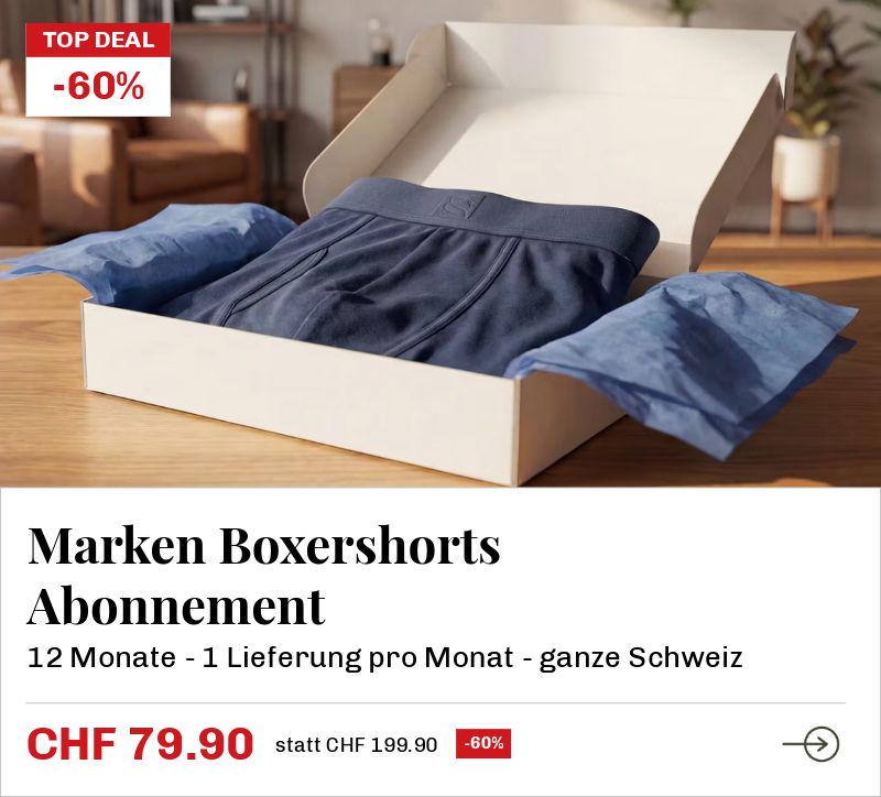 Schweizer Boxershorts Abo als Gutschein verschenken Schweizer Boxershorts Abo als Gutschein verschenken