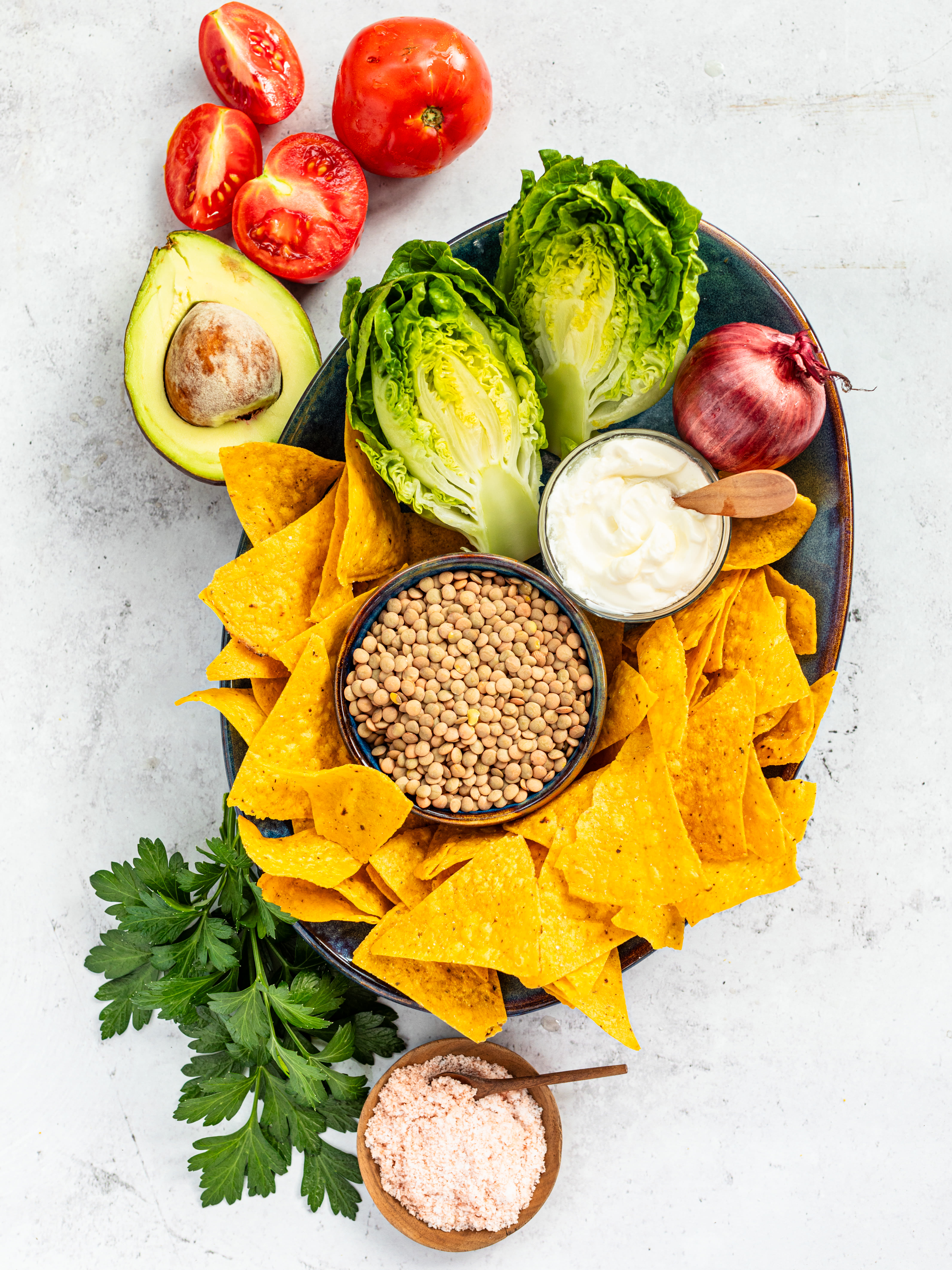 Nachos mit knusprigen Linsen Rezept