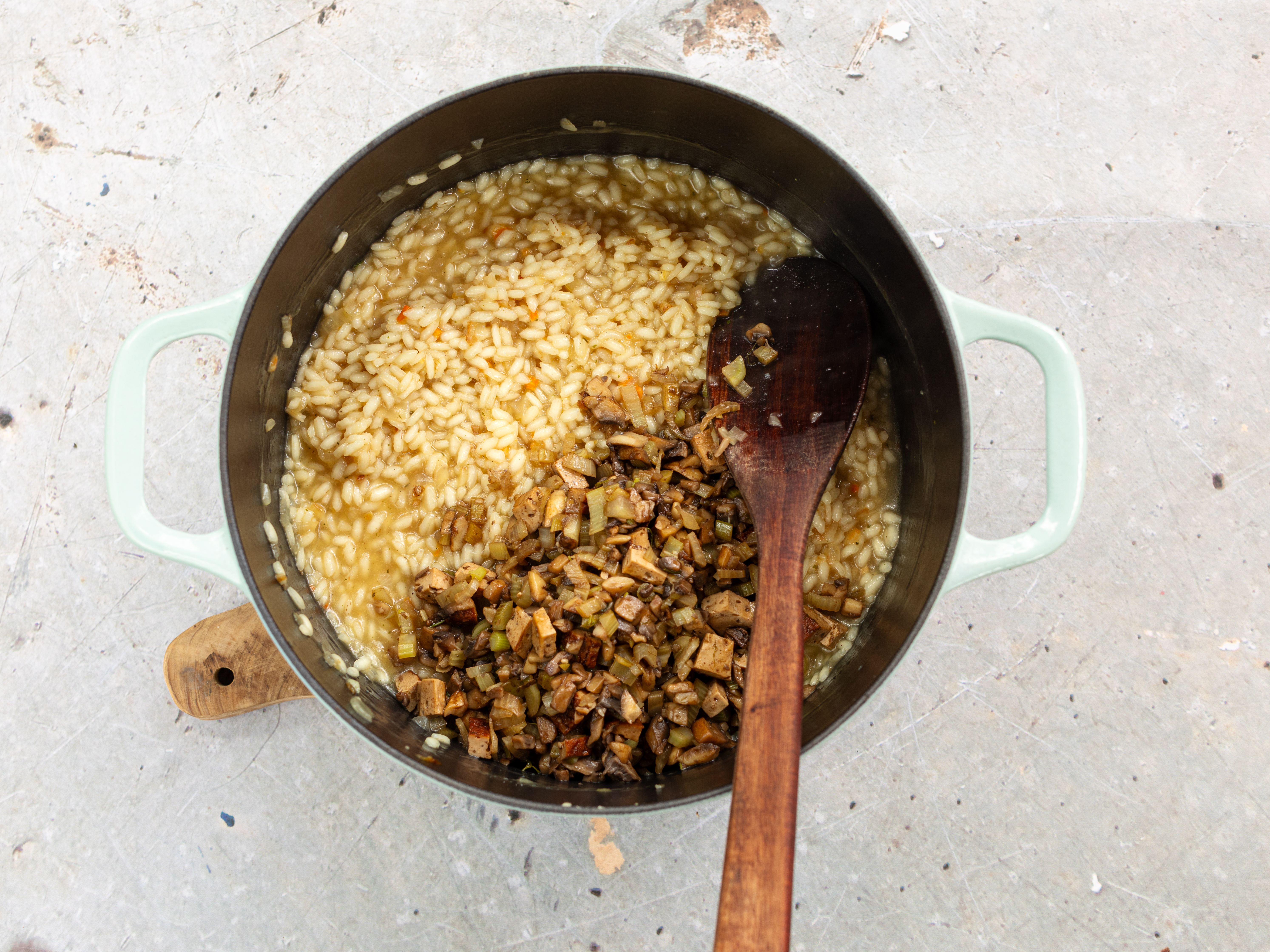 Schritt 4: Fenchel-Pilz Risotto fertigstellen