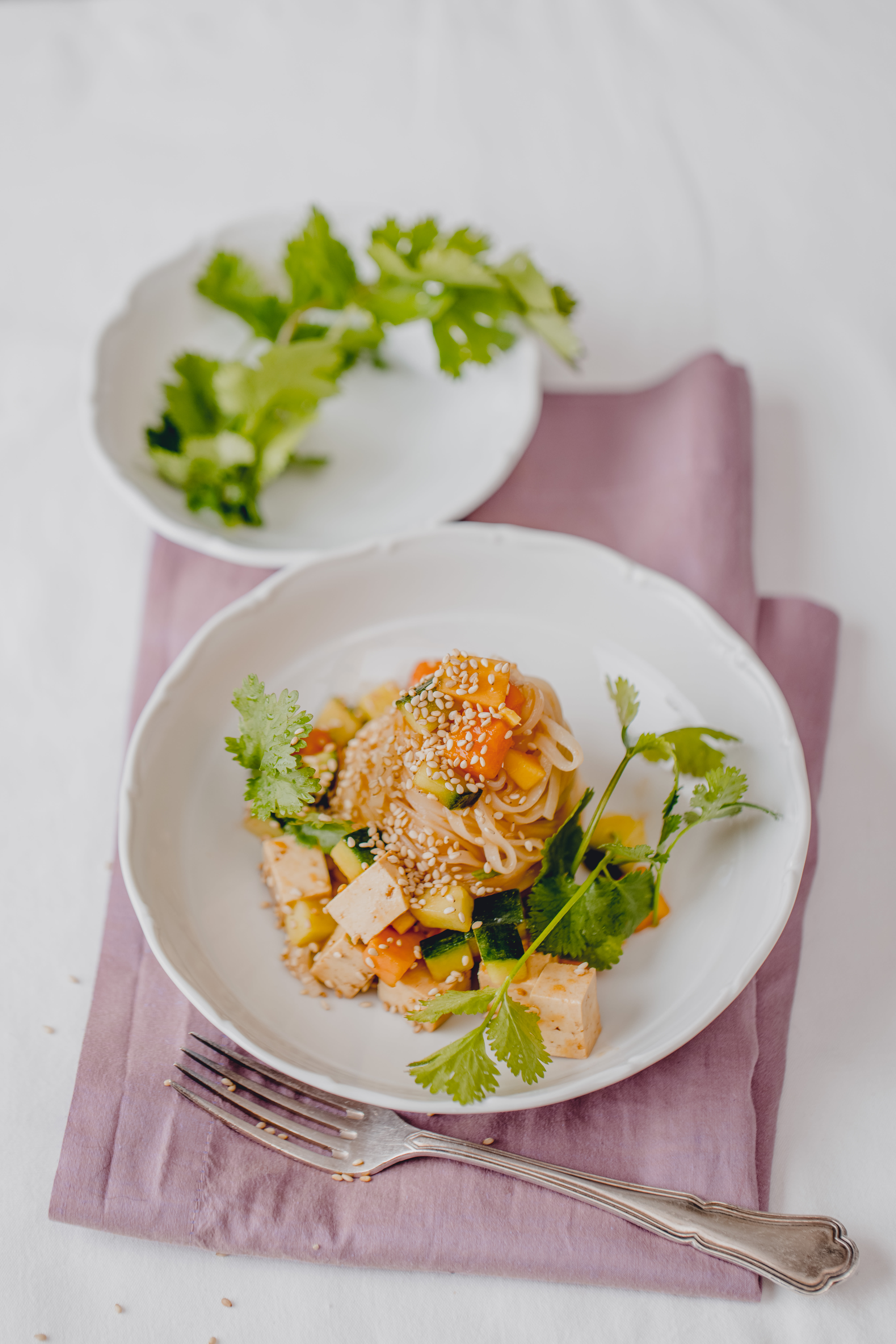 Fettuccine mit Papayasalat Rezept
