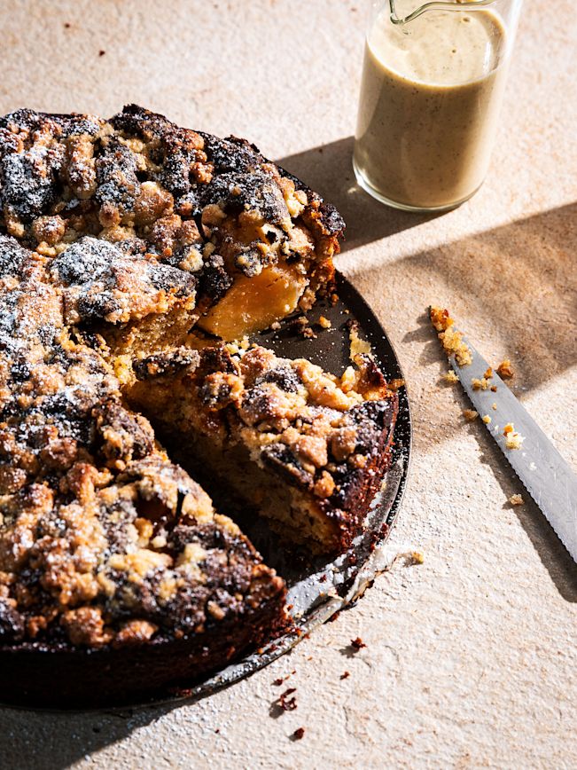 Apfel-Zimt Streuselkuchen mit Zimt Anglaise Rezept Apfel-Zimt Streuselkuchen mit Zimt Anglaise Rezept