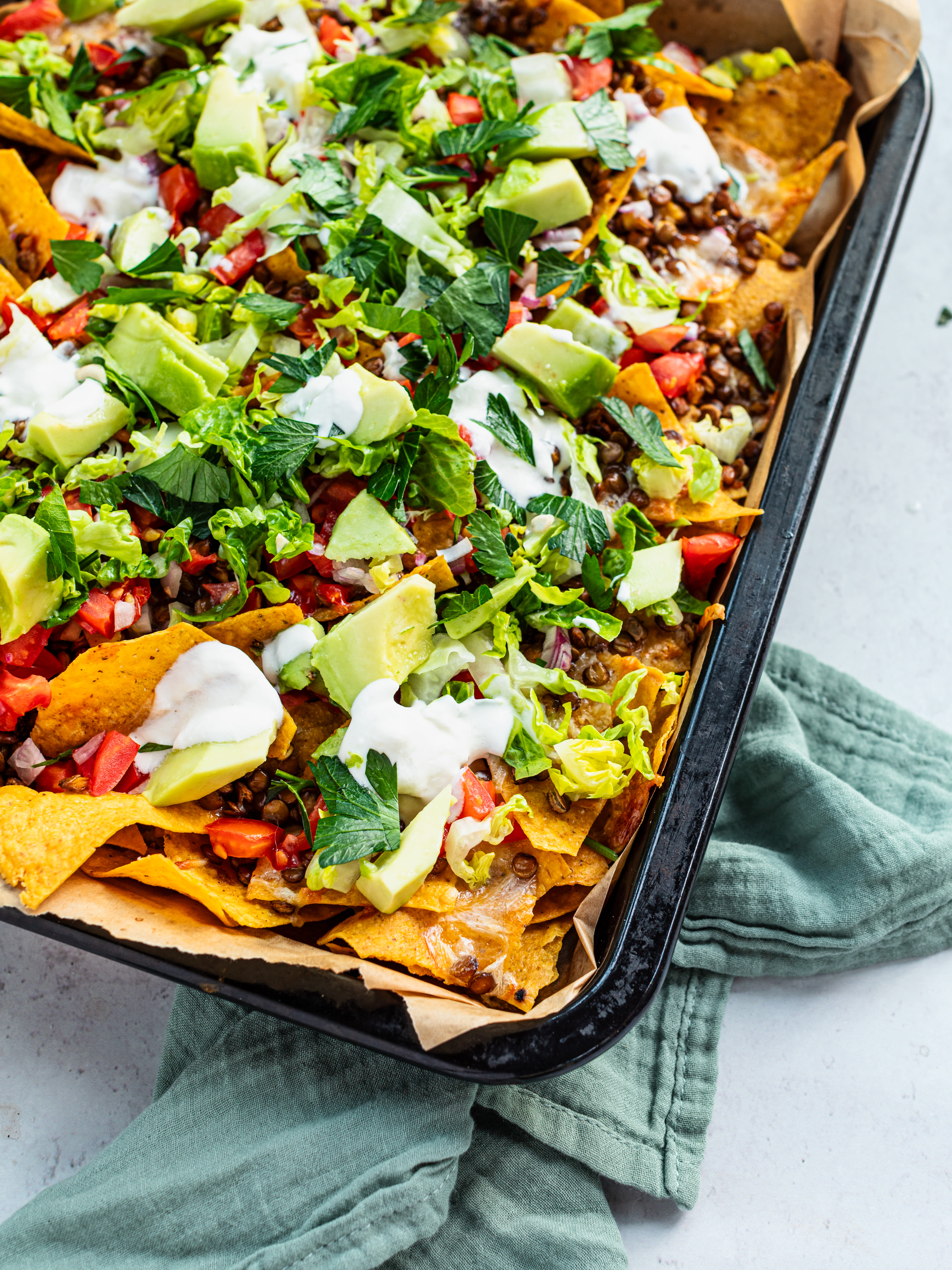 Nachos mit knusprigen Linsen Rezept