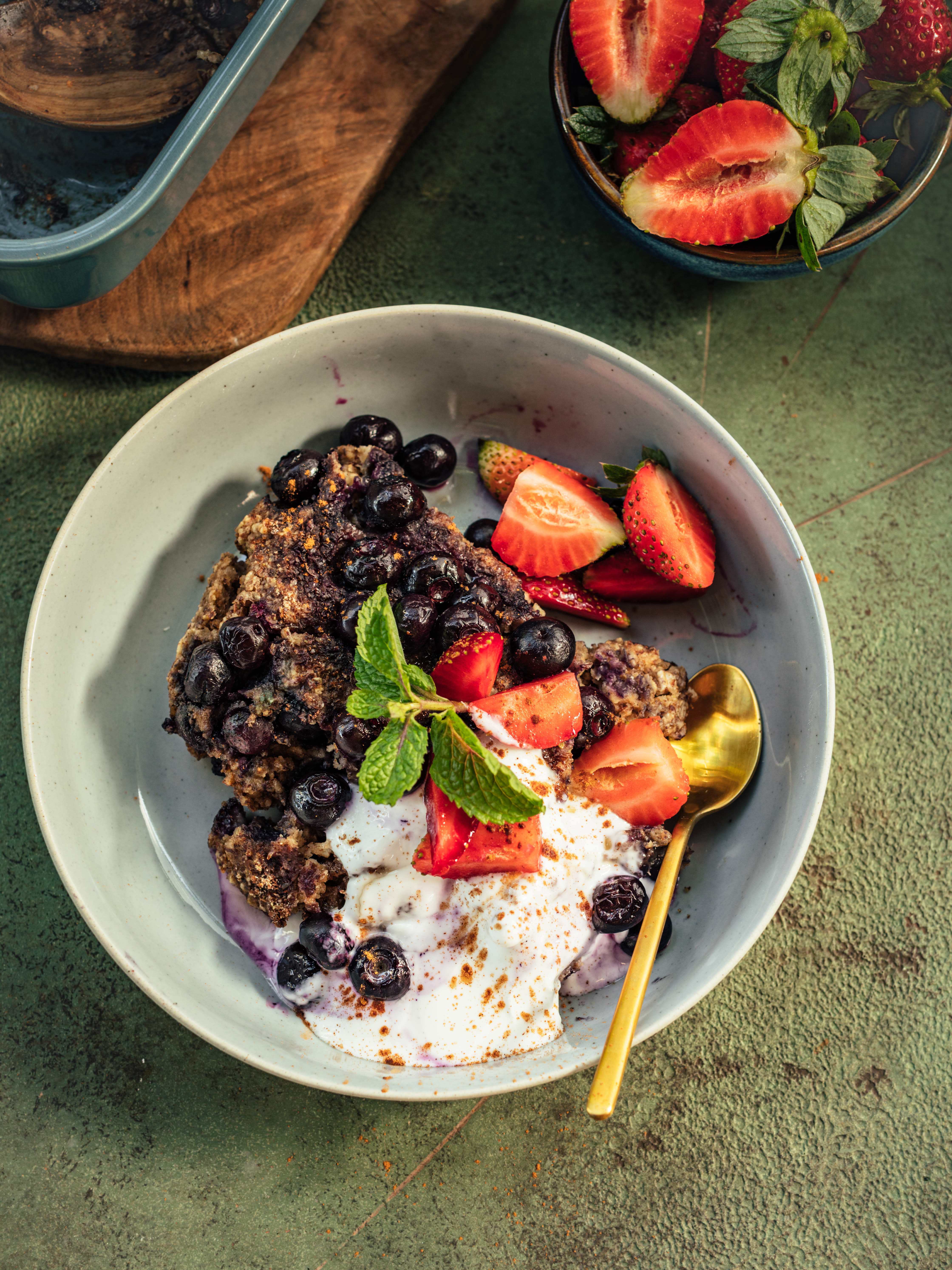 Baked Blaubeer Porridge Rezept 