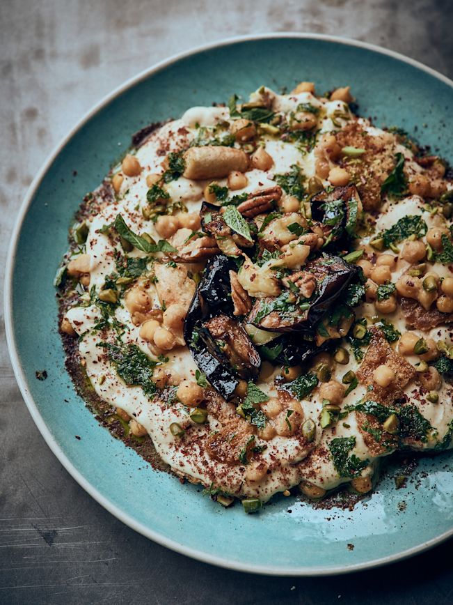 Warmer Hummus mit Aubergine Rezept Warmer Hummus mit Aubergine Rezept