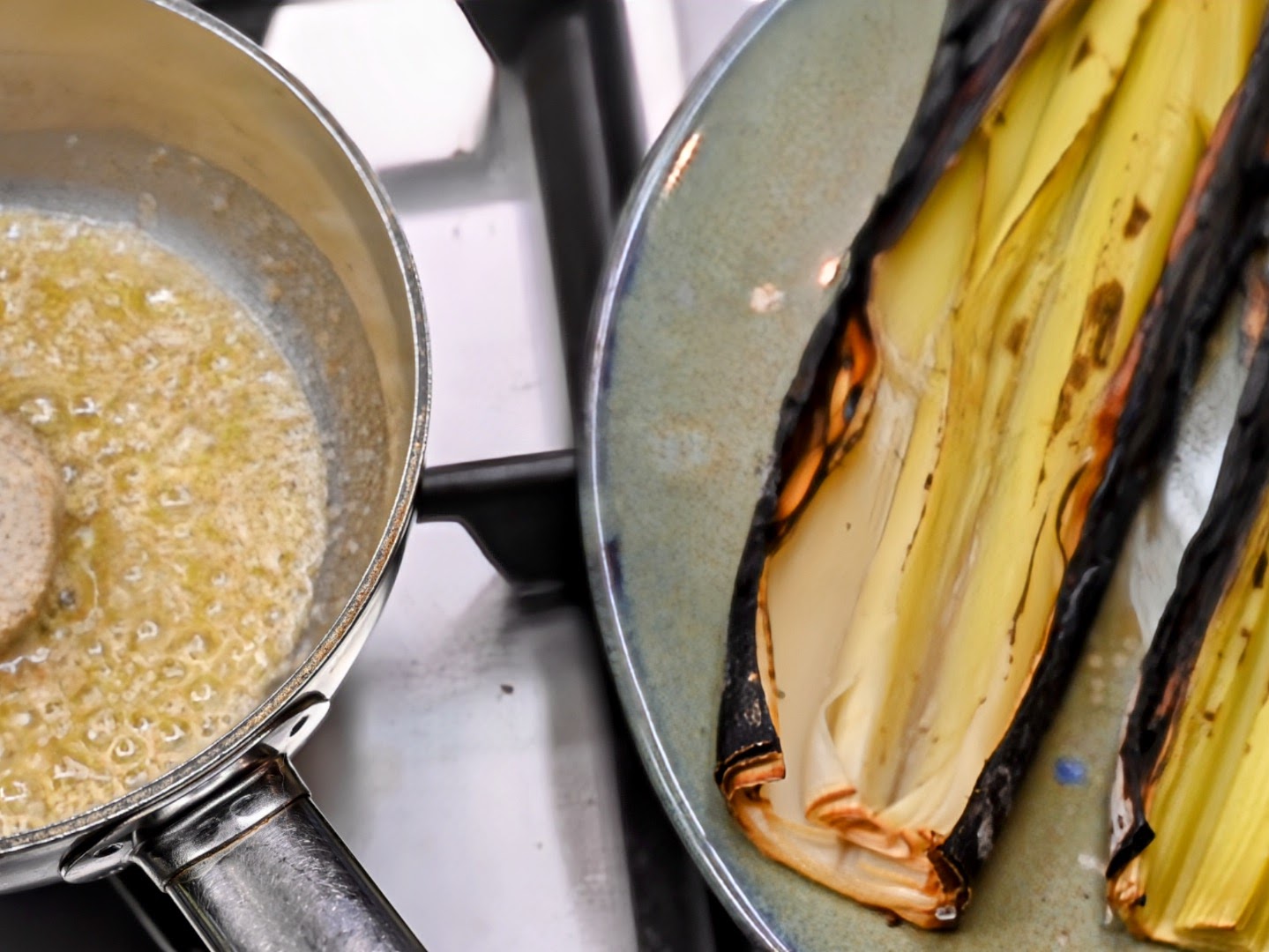 Schritt 2:Lauch mit Panko, Käse und Trüffel verfeinern
