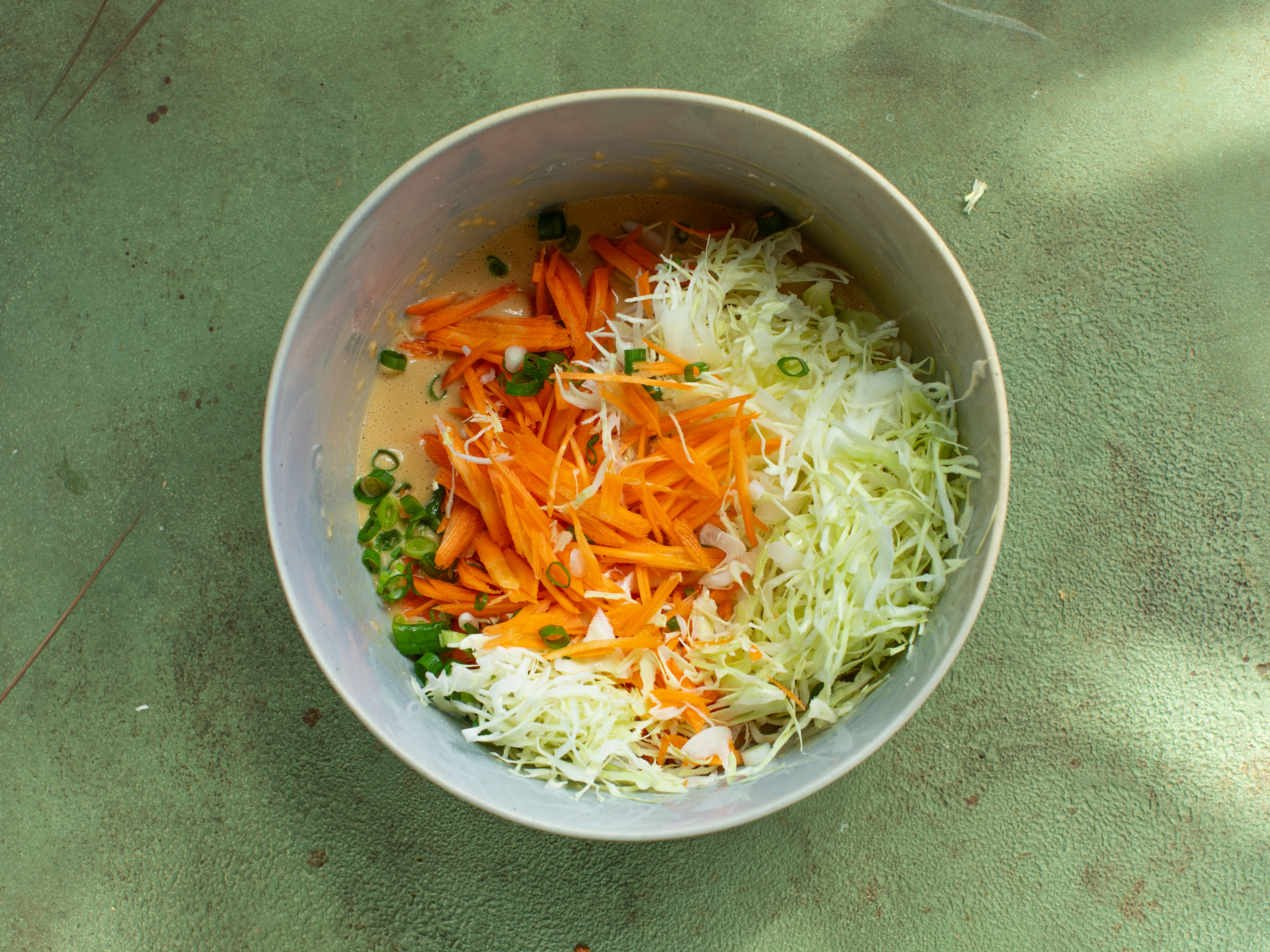 Schritt 2:  Teig für Okonomiyaki - japanische Pancakes zubereiten 