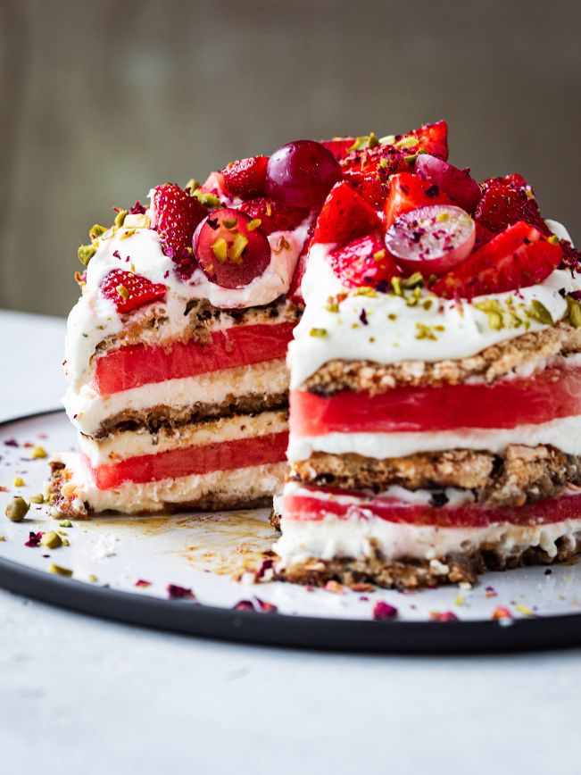 Erdbeer-Wassermelonen Naked Cake Rezept 3