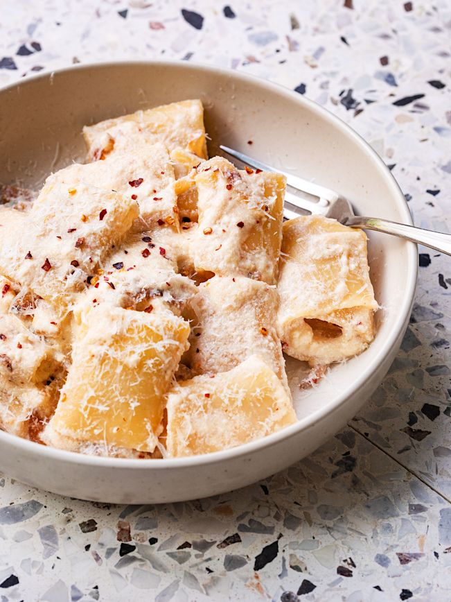 Paccheri Rigate mit Guanciale, Chili und Ricotta Rezept 2 Paccheri Rigate mit Guanciale, Chili und Ricotta Rezept 2