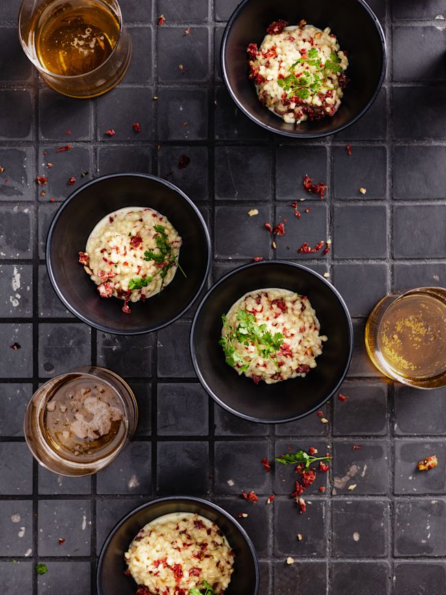 Gerstotto mit Bündnerfleisch und Trockentomaten Rezept Gerstotto mit Bündnerfleisch und Trockentomaten Rezept