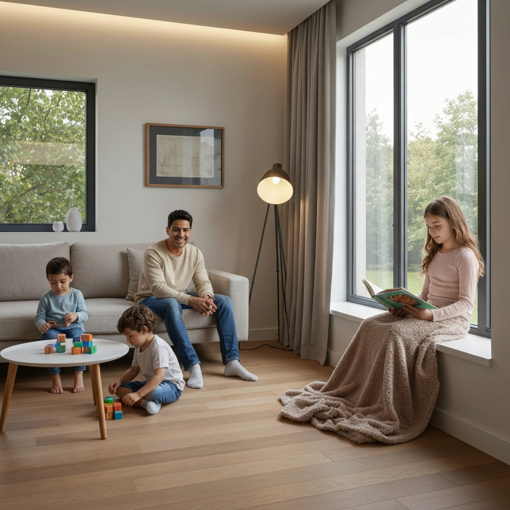 Gia đình tận hưởng cuộc sống tiện nghi trong nhà thông minh
